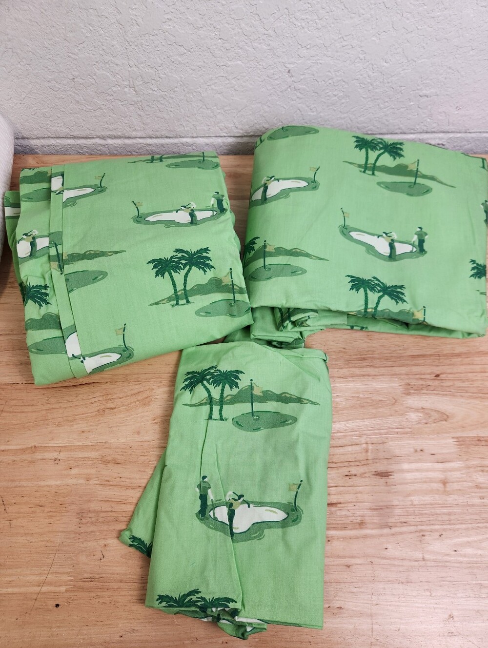 Pottery Barn Teen Twin Sheet Set Green Golfing Golfer Putting NWOT